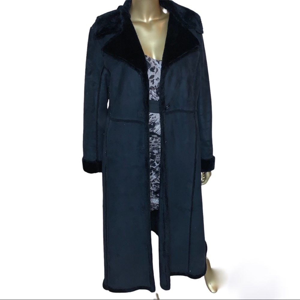 Anna Klein Womens  faux shearling fur long winter  coat